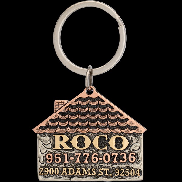 Meet the ROCO Custom Dog Tag! Crafted with a German silver base and topped with a sleek copper roof. Personalized with jeweler's bronze and copper letters. Order now!